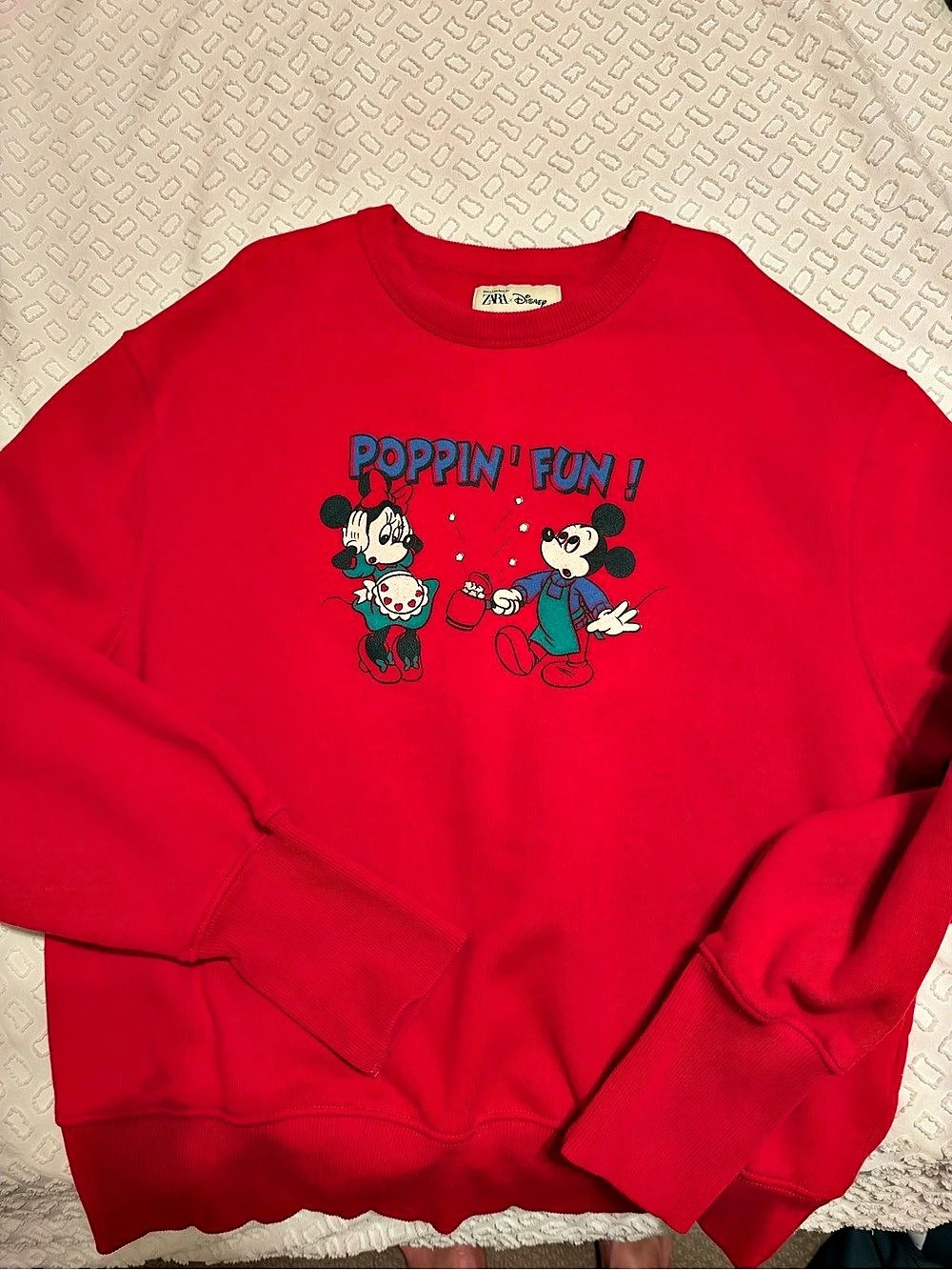 Zara Disney Poppin' Fun Sweatshirt Graphic Sweatshirt in Red Size Large Like
